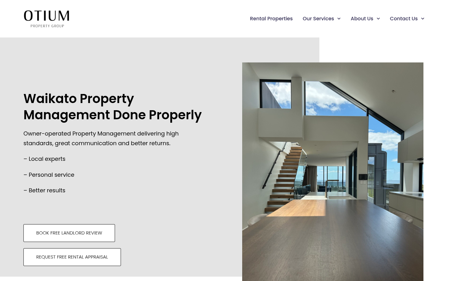 Otium Property Group website homepage